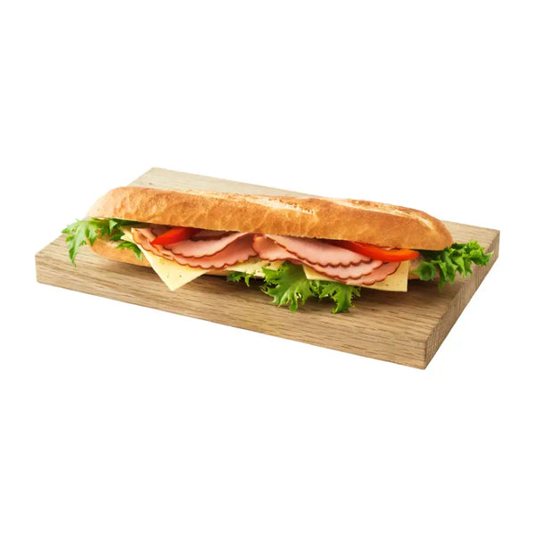 Baguette med ost och skinka